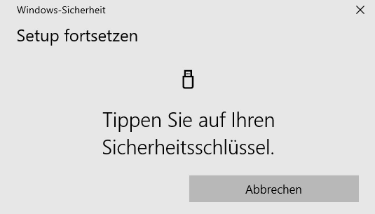 Windows-Sicherheit mit der Aufforderung Tippen Sie auf Ihren Sicherheitsschlüssel.