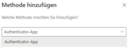 Dialog Methode hinzufügen mit ausgewählter Authenticator-App.